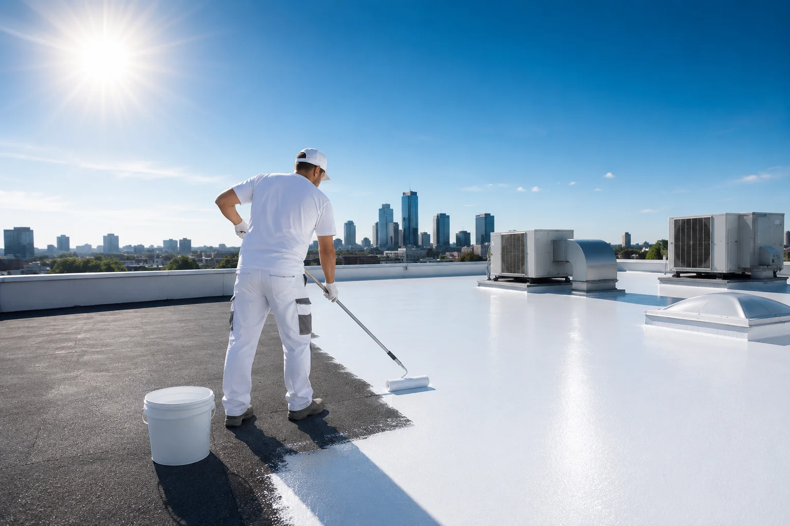 Pièce neuve avec peinture blanche terminée après travaux de finition intérieure par artisan peintre