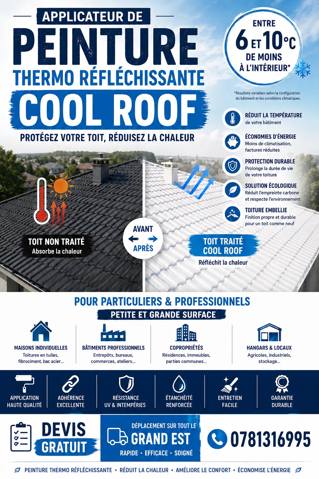 Peinture cool Roof saint-dizier Affiche de recherche d'apporteur d'affaires dans le BTP par SOS Assèchements & Peintures à Troyes dans l'Aube